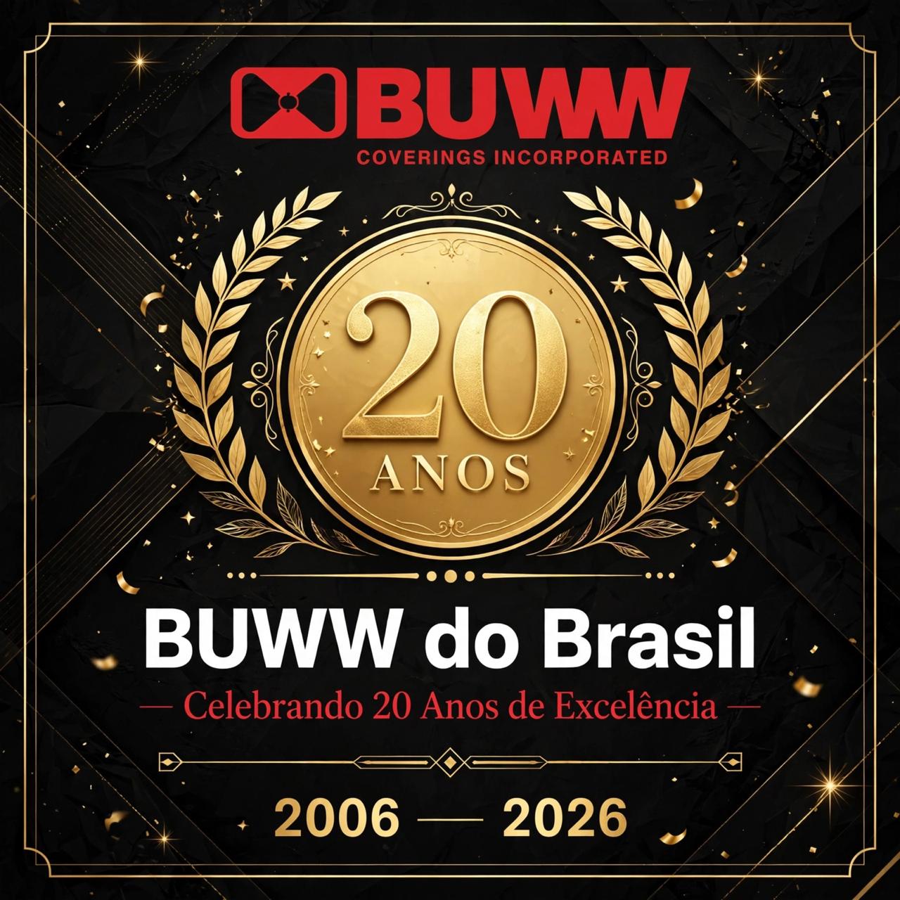 Selo comemorativo dos 20 anos da BUWW do Brasil &mdash; 2006 a 2026